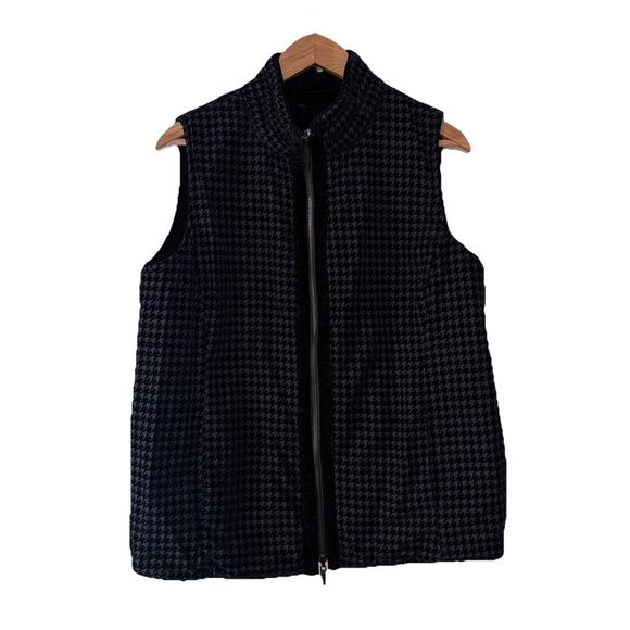 Black Velour Quilted Reversible Vest‎ Zip L Equestrian Old Money Quiet Luxury - Picture 5 of 6